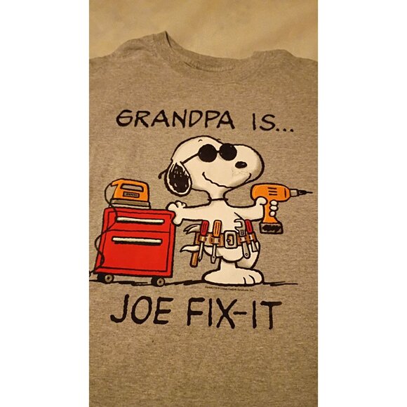 Grandpa Is Joe Fix-It Snoopy Graphic T-Shirt 3XL Gildan Heavy Cotton Gray Short - Picture 1 of 7